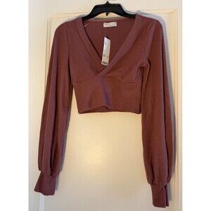 Urban Outfitters Women’s Cropped Long Sleeve Top Mauve Size S